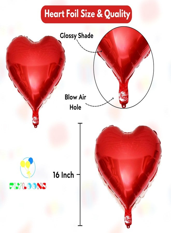 Flyloons Happy Birthday Decoration Kit Red White for Baby Boys Girls Kids Husband Wife Father Mother With 20 Pcs Balloons Birthday Banner 2 Pcs Heart Items Set - Image 3